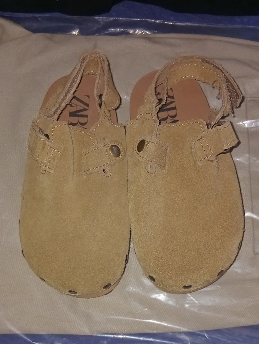 Zara Kids Suede Tan Sandal Clogs